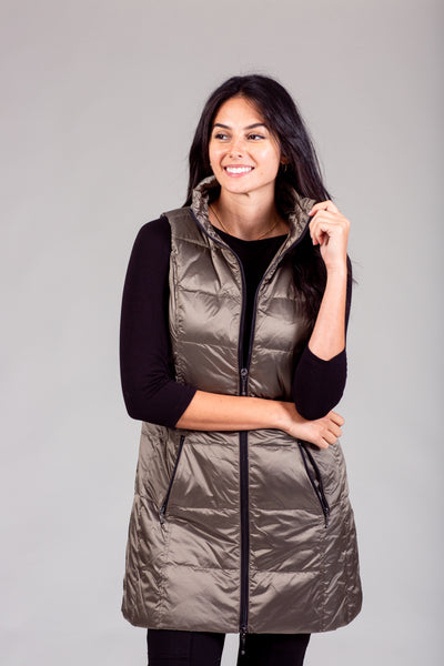 Long Metallic Down Vest