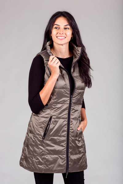 Long Metallic Down Vest