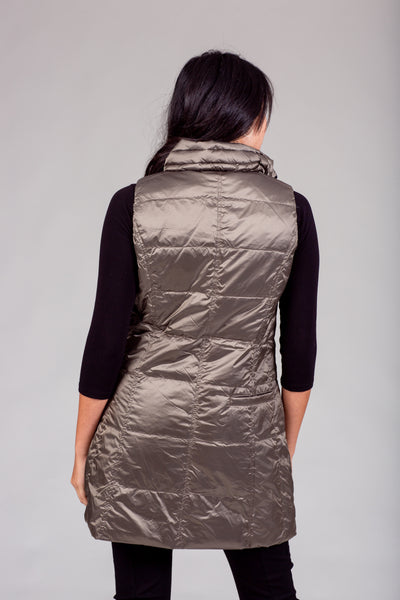 Long Metallic Down Vest