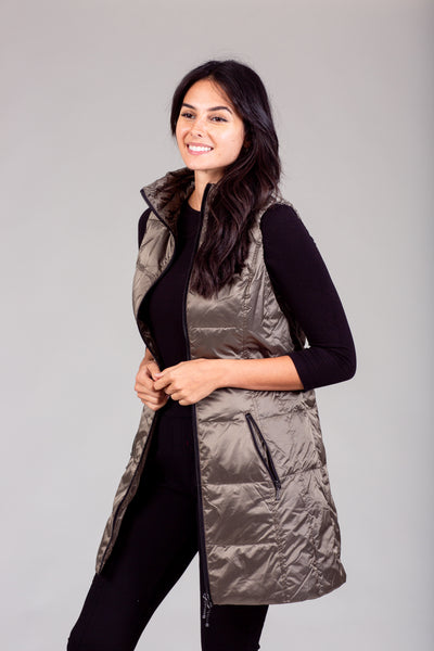 Long Metallic Down Vest