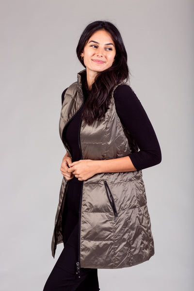 Long Metallic Down Vest