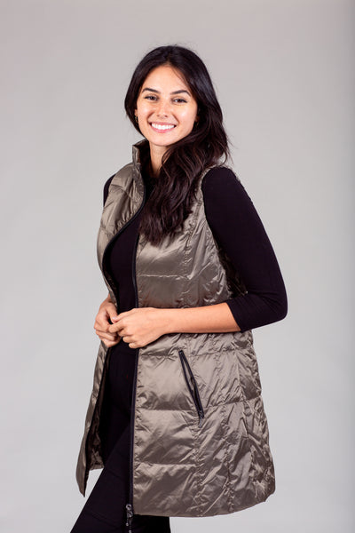 Long Metallic Down Vest
