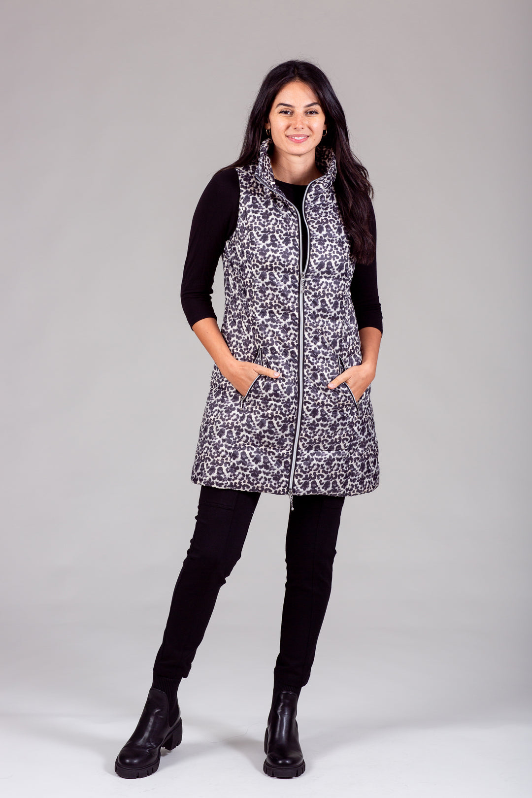 Long Printed Down Vest