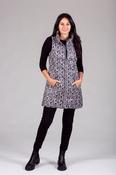 Long Printed Down Vest