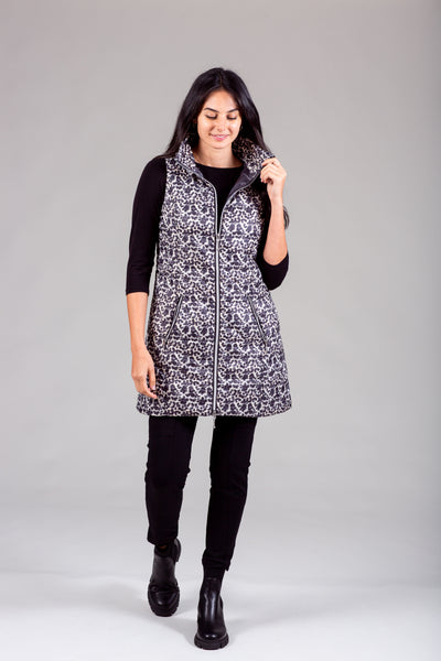 Long Printed Down Vest