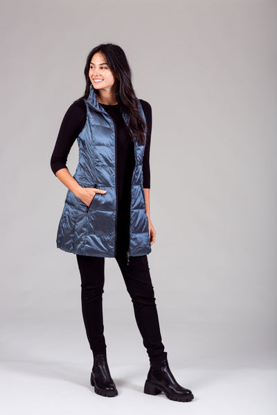 Long Metallic Down Vest