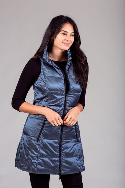 Long Metallic Down Vest