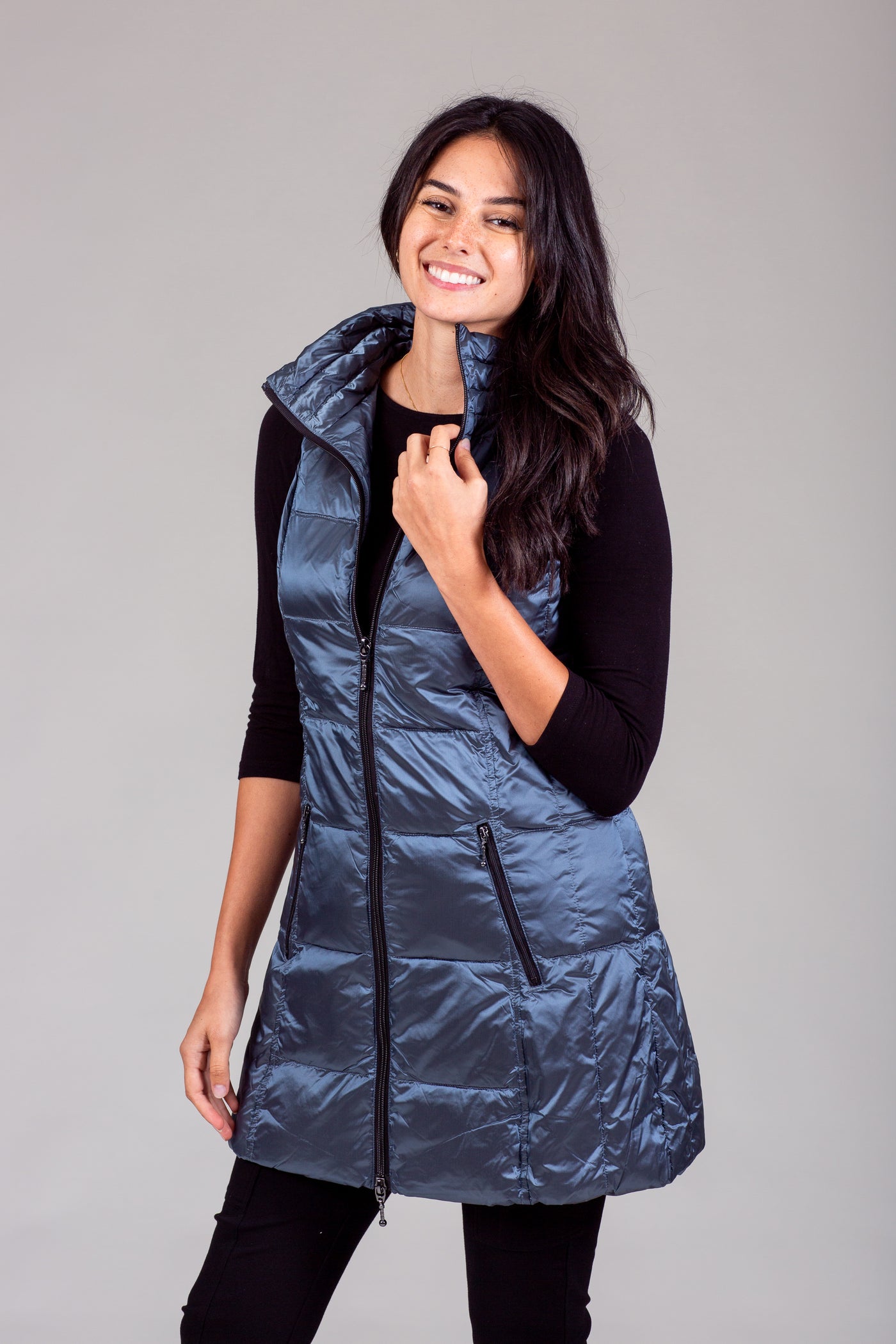 Long Metallic Down Vest
