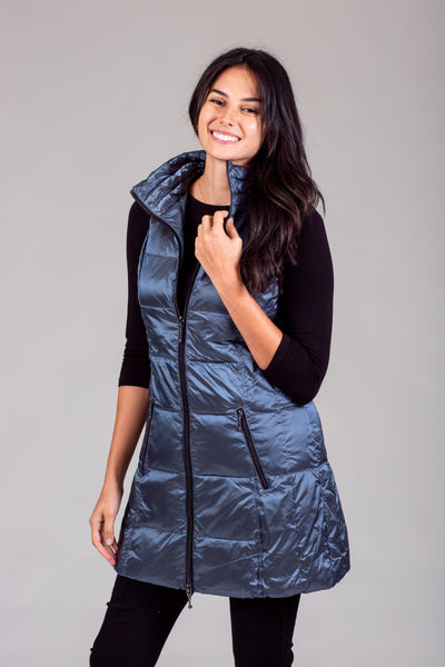 Long Metallic Down Vest
