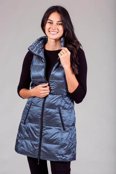 Long Metallic Down Vest