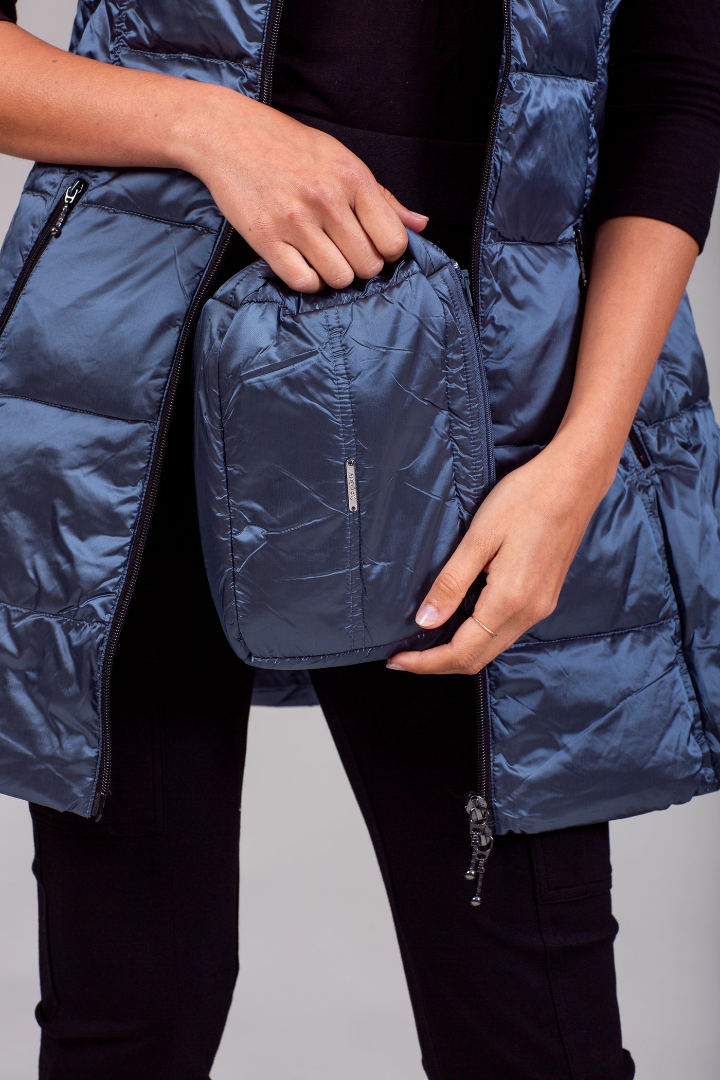 Long Metallic Down Vest