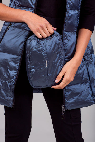 Long Metallic Down Vest