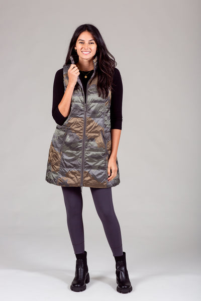 Long Metallic Down Vest