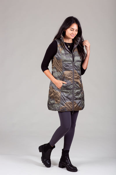 Long Metallic Down Vest