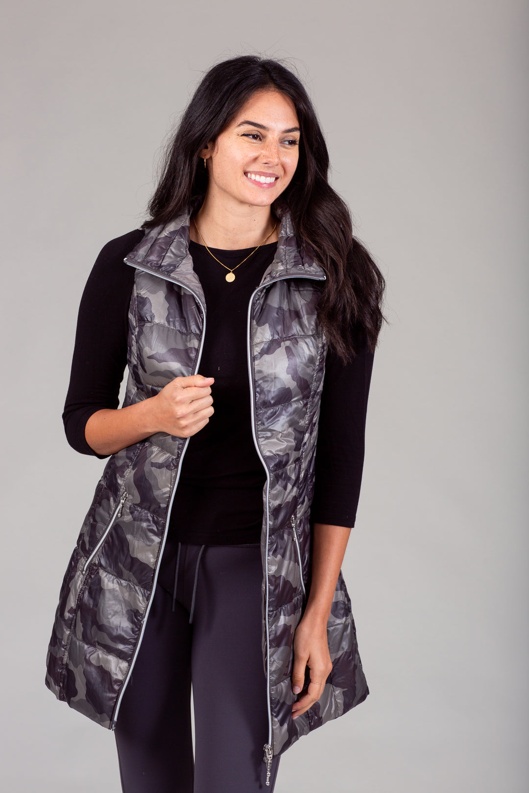 Long Printed Down Vest