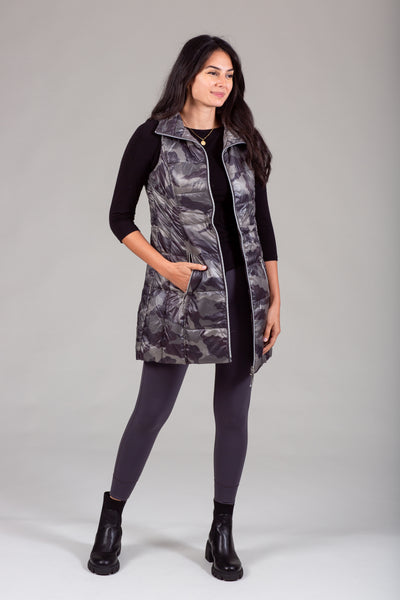 Long Printed Down Vest