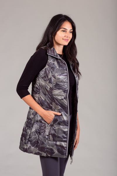 Long Printed Down Vest