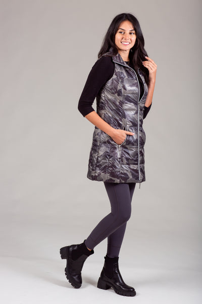 Long Printed Down Vest