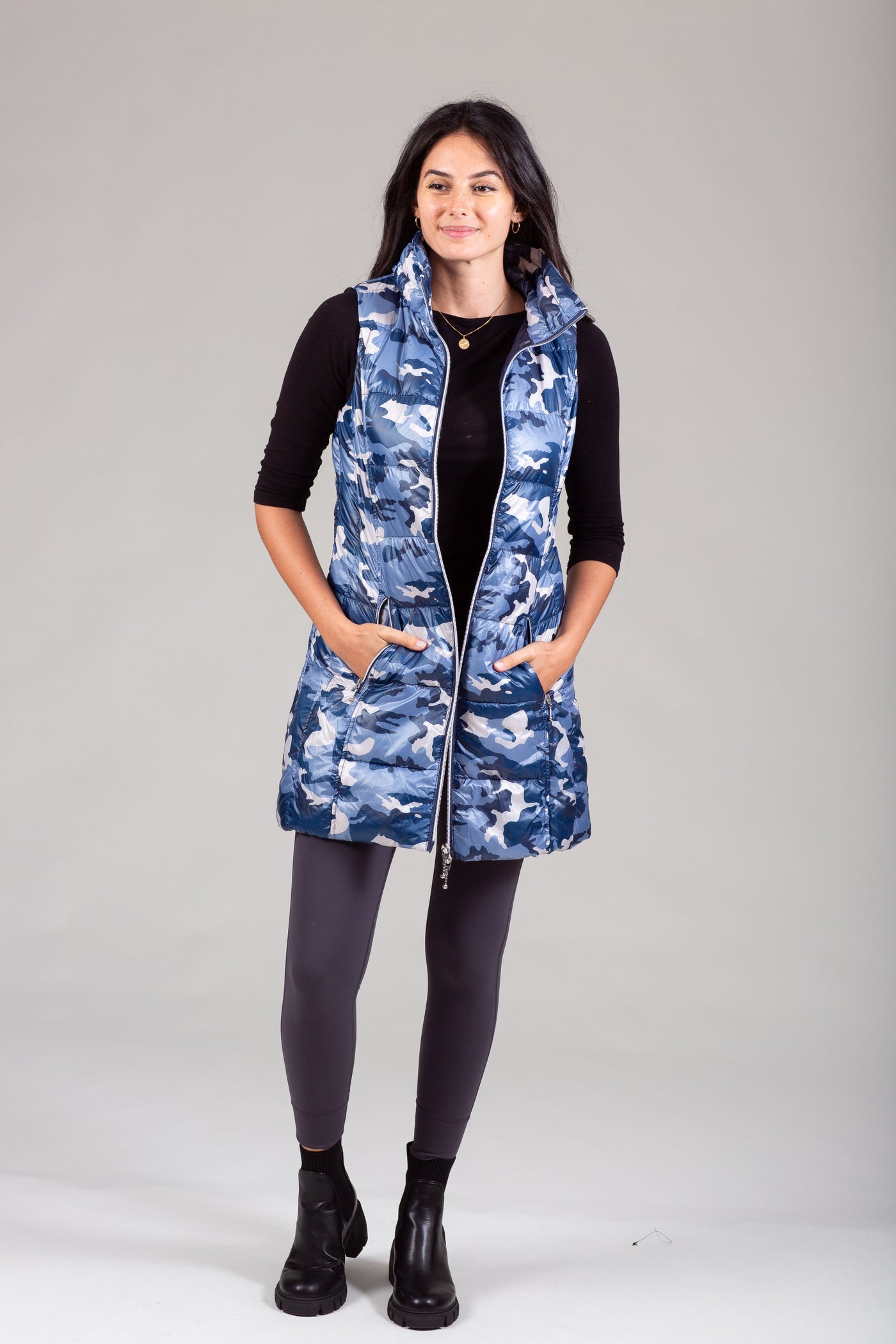 Long Printed Down Vest