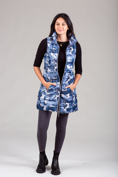 Long Printed Down Vest
