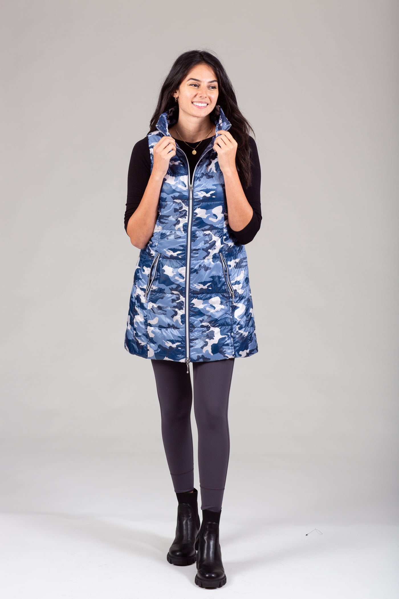 Long Printed Down Vest