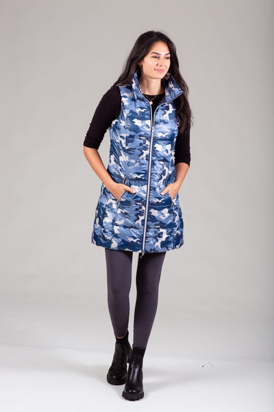 Long Printed Down Vest