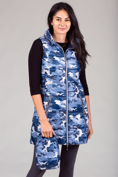 Long Printed Down Vest