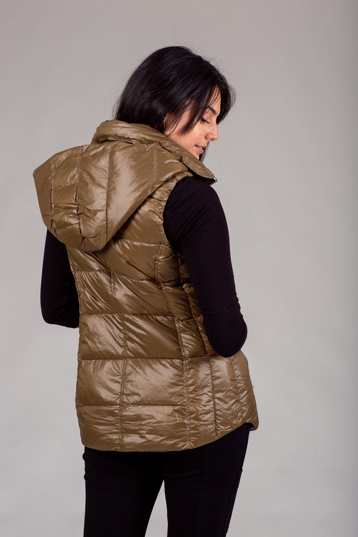 Short Hooded Quilted Vest