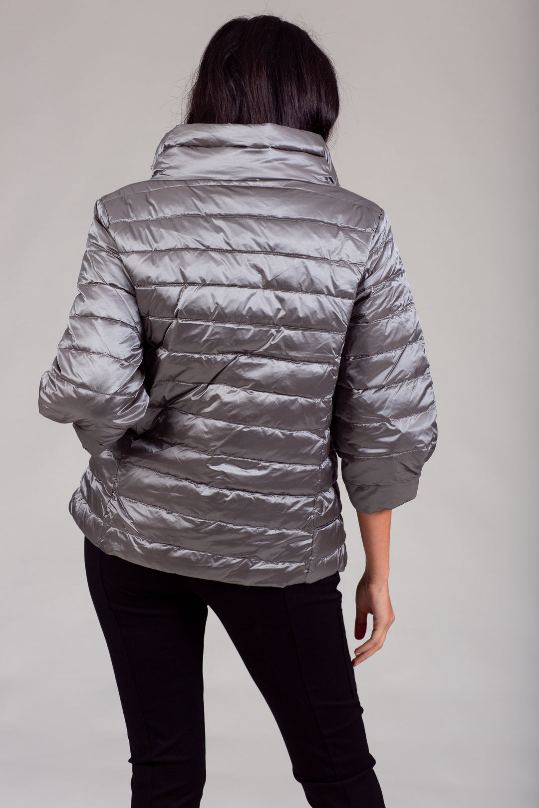 Iridescent Crop Sleeve Puffer Jacket