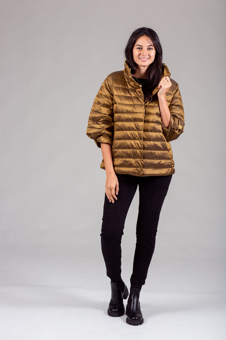 Iridescent Crop Sleeve Puffer Jacket
