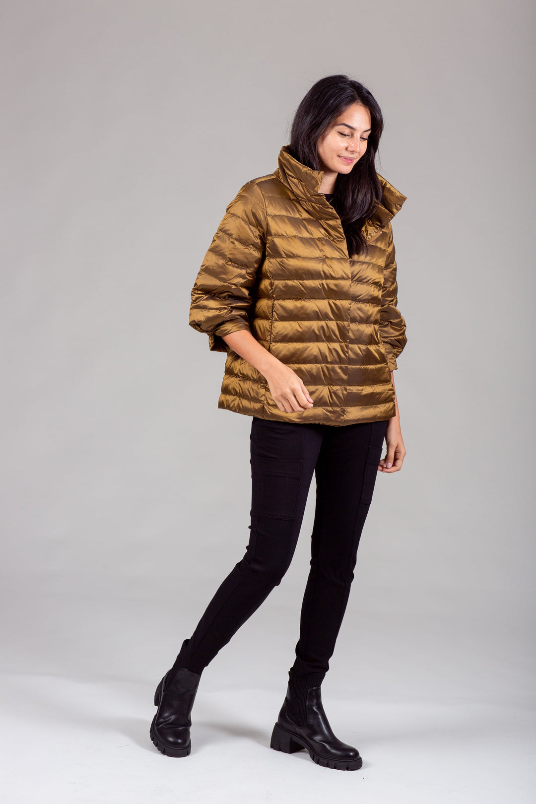 Iridescent Crop Sleeve Puffer Jacket