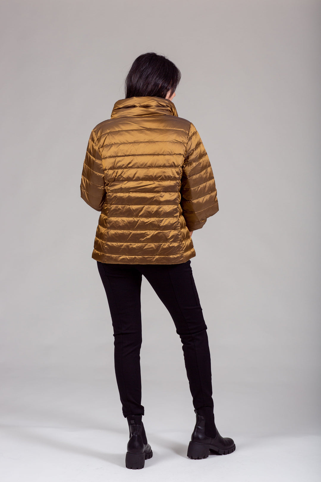 Iridescent Crop Sleeve Puffer Jacket