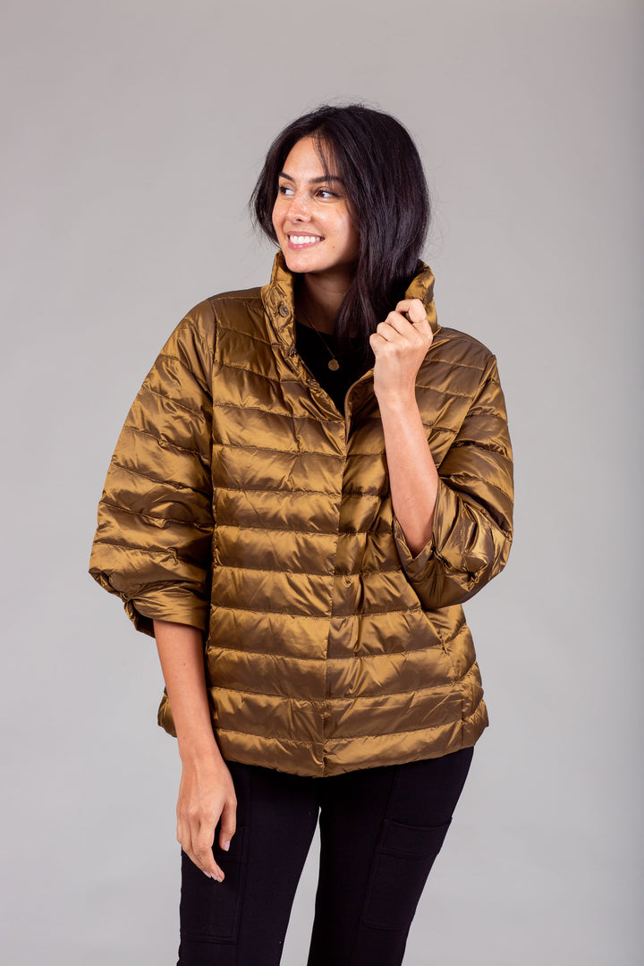 Iridescent Crop Sleeve Puffer Jacket