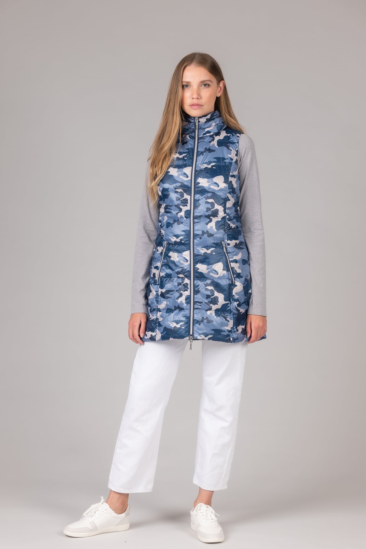 Long Printed Down Vest