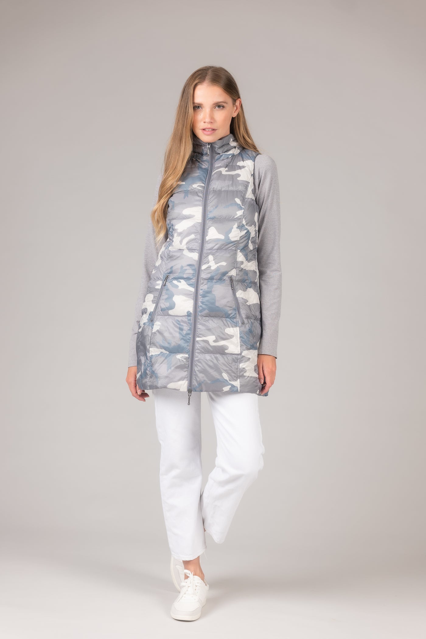 Long Printed Down Vest