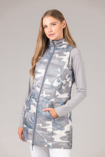 Long Printed Down Vest