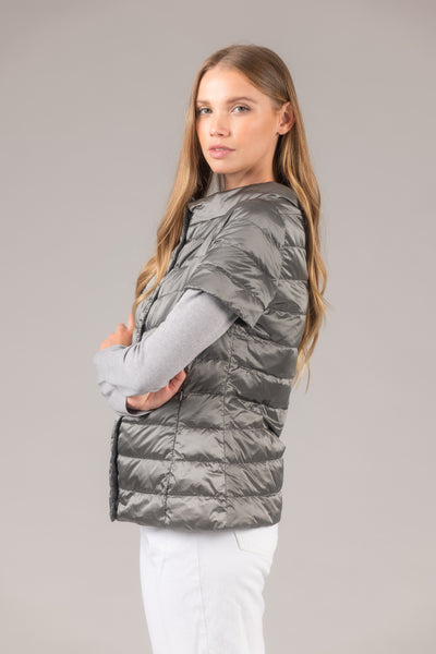metallic Short Sleeve Puffer Jacket