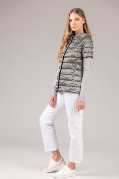 metallic Short Sleeve Puffer Jacket