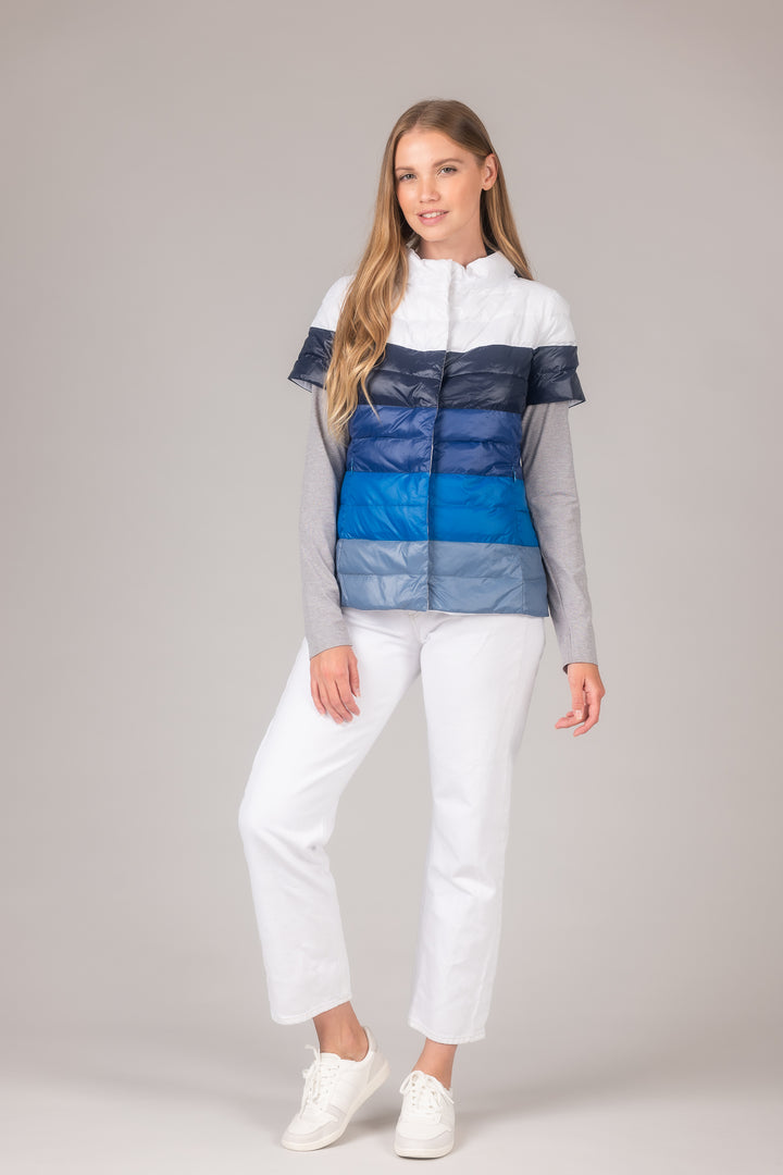 metallic Short Sleeve Puffer Jacket