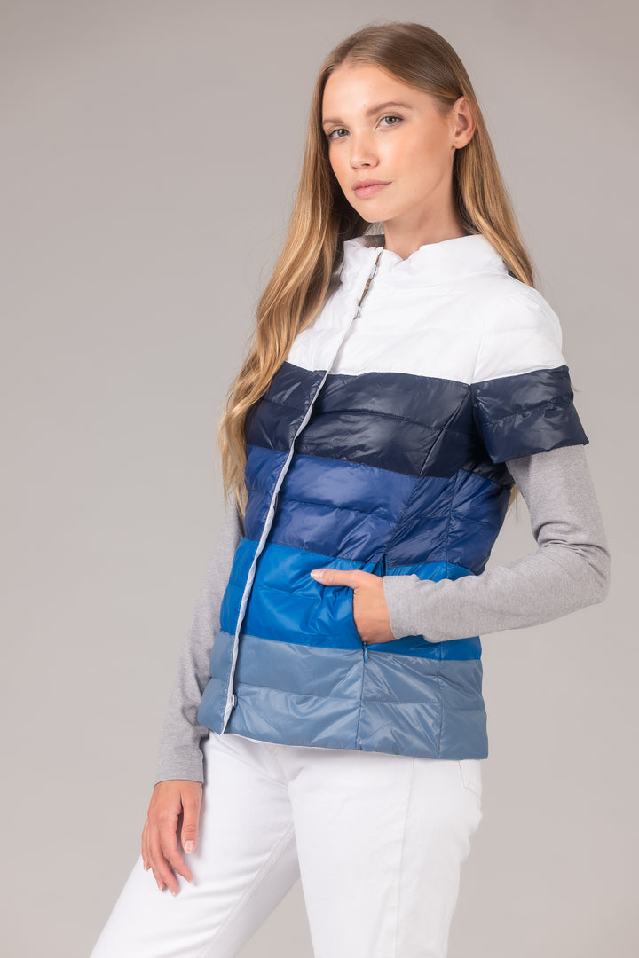metallic Short Sleeve Puffer Jacket