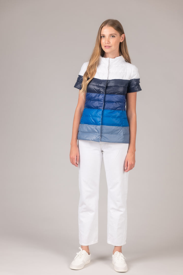 metallic Short Sleeve Puffer Jacket