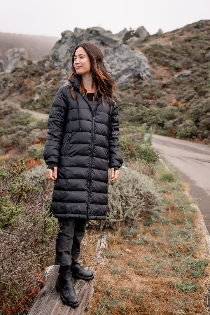 Quilted Hooded Long Puffer Coat