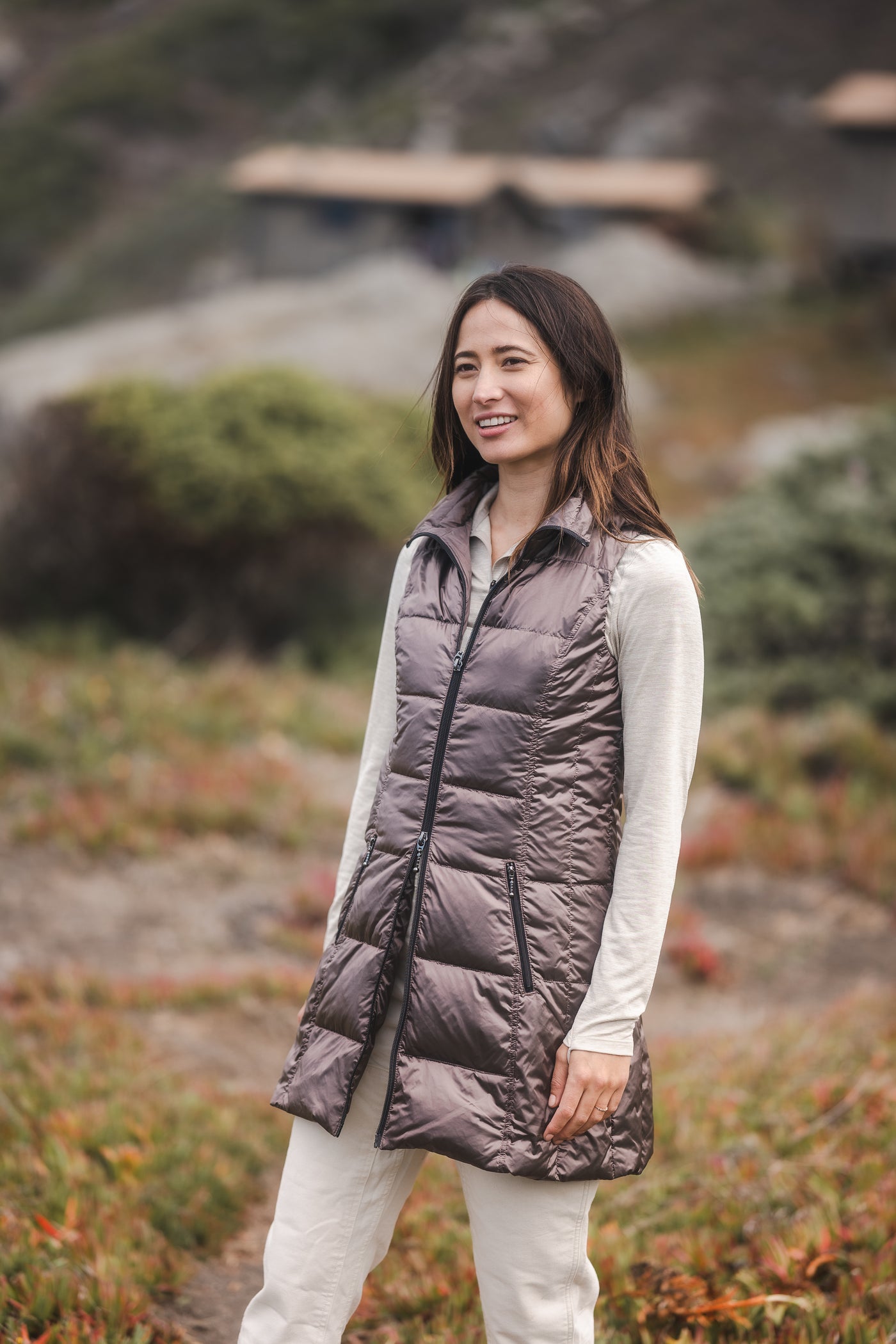 Long Metallic Down Vest