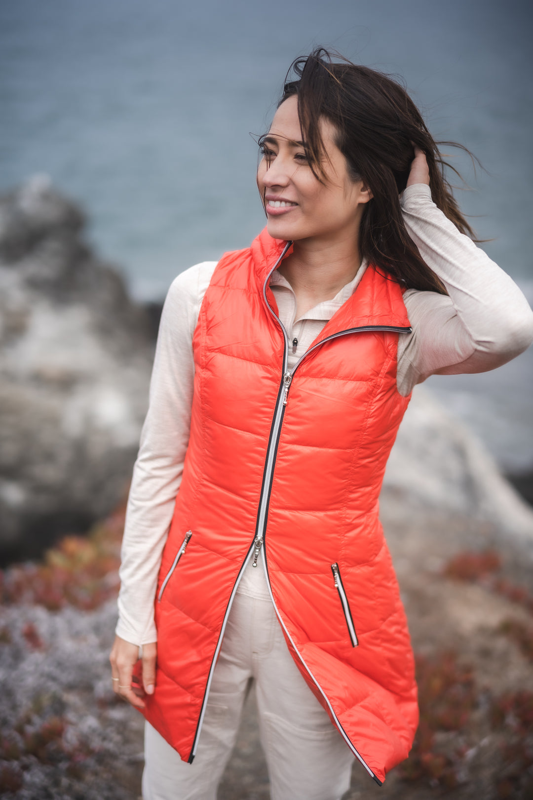 Long Nylon Down Vest