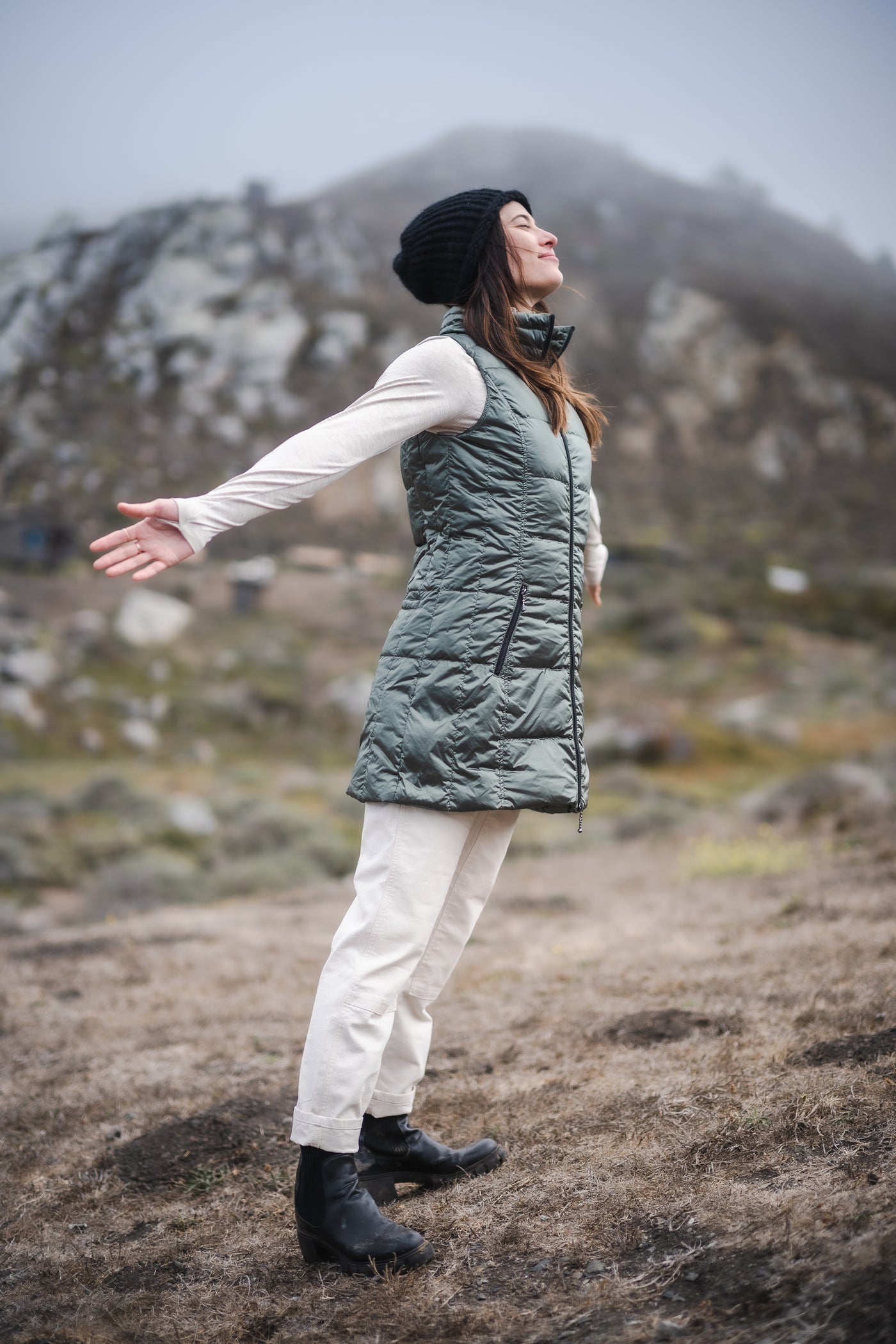 Long Metallic Down Vest
