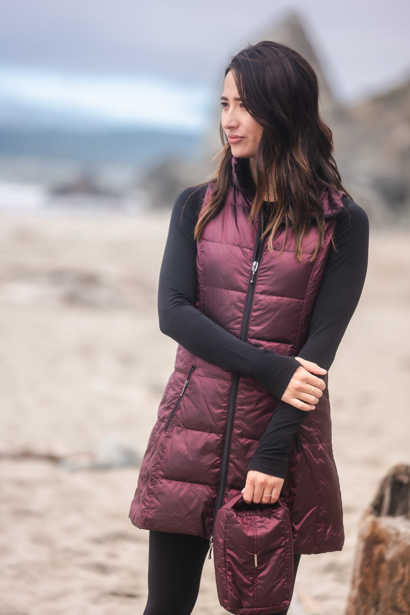 Long Metallic Down Vest