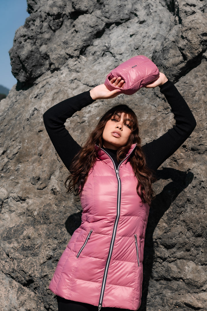 Long Nylon Down Vest