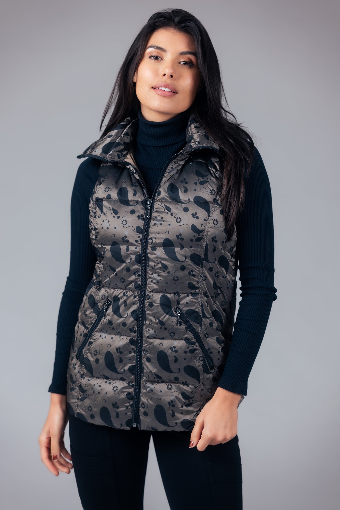 Printed Short Metallic Down Vest