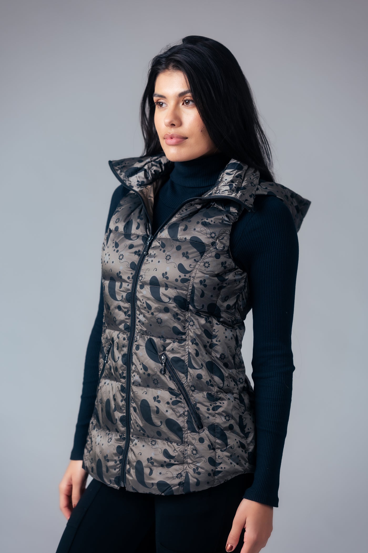 Printed Short Metallic Down Vest