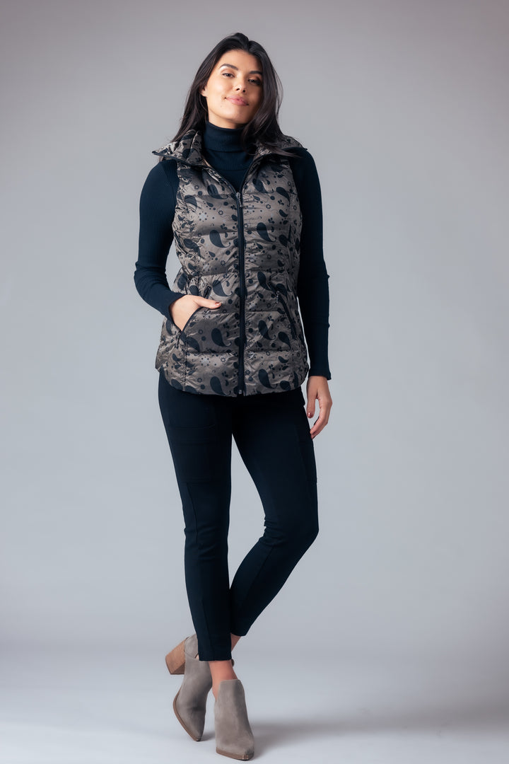 Printed Short Metallic Down Vest